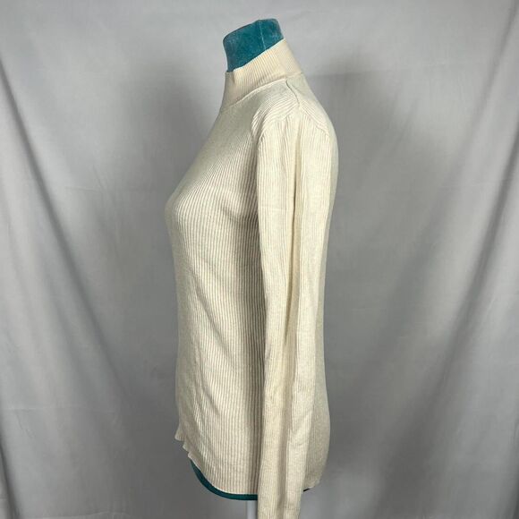 Pendleton Ribbed silk blend Mock Neck Sweater - Cream Knit (Size M) - Picture 2 of 7